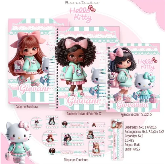 Caderno + Etiquetas + Tag Personalizada + Lápis