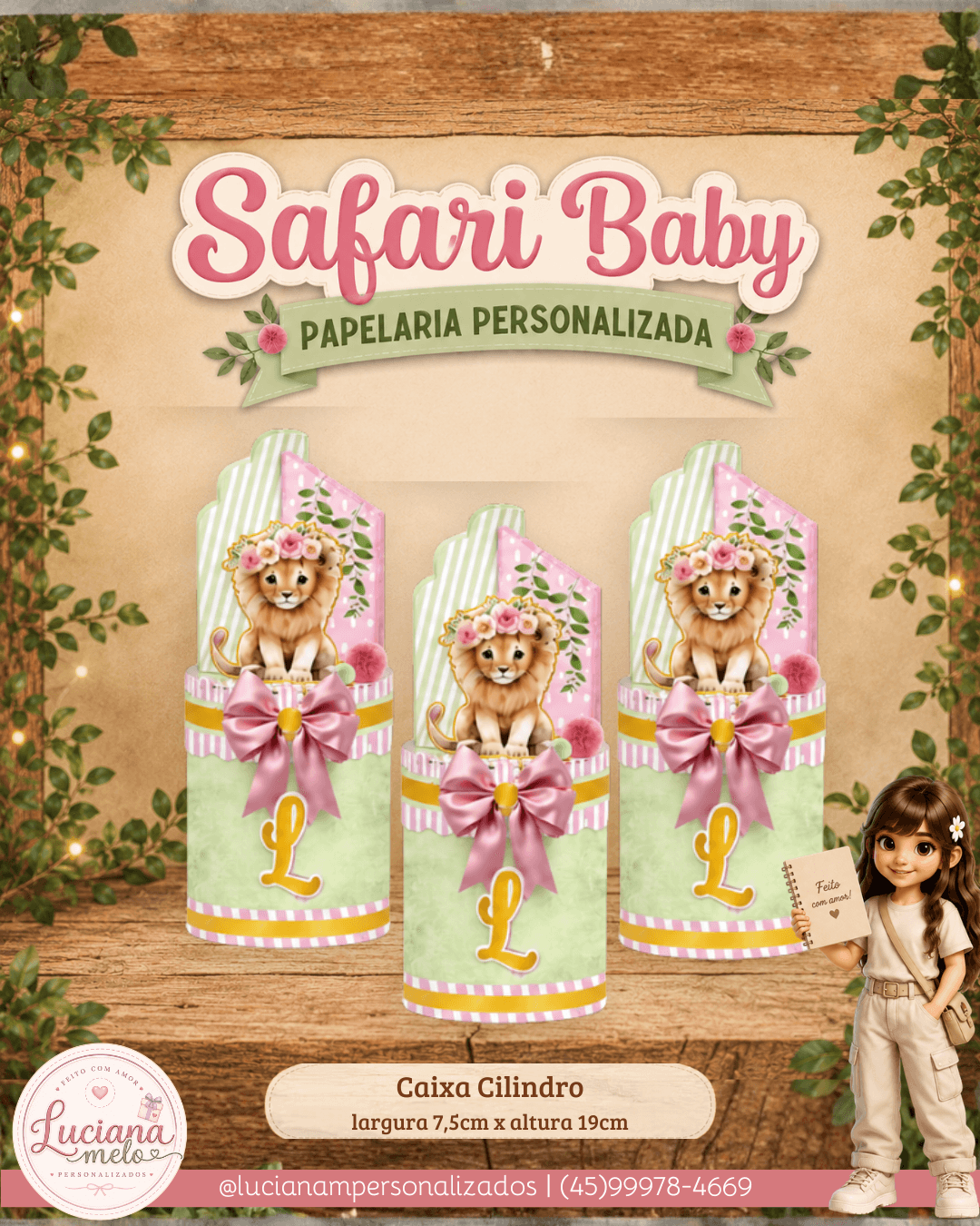 CAIXA CILINDRO PERSONALIZADA - SAFARI