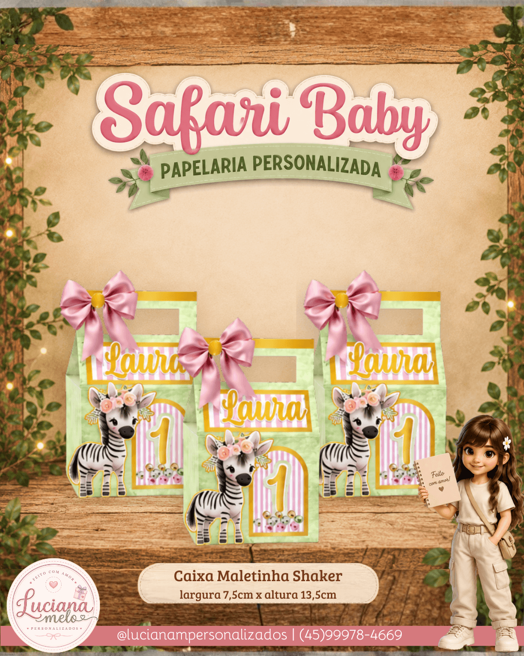 CAIXA MALETINHA SHAKER PERSONALIZADA - SAFARI
