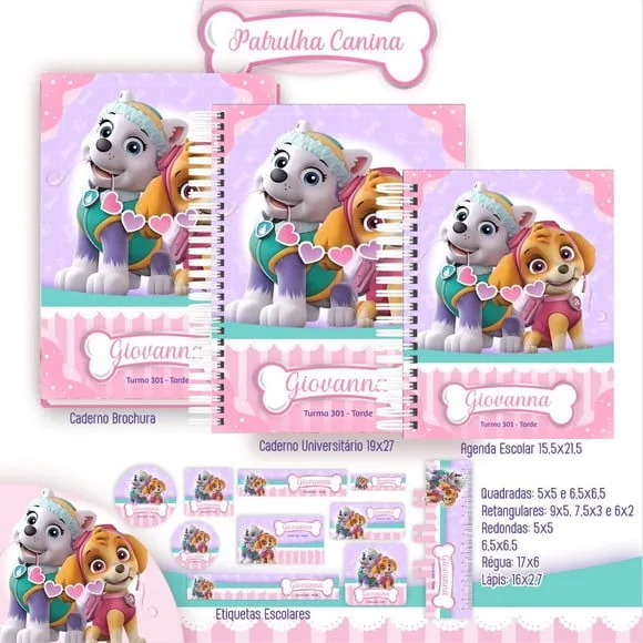Caderno + Etiquetas + Tag Personalizada + Lápis
