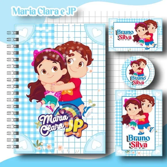 Caderno + Etiquetas + Tag Personalizada+ Lápis (maria e Jp )