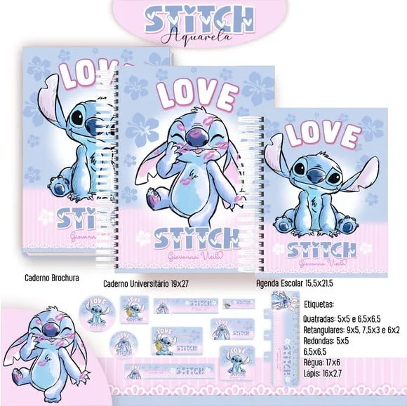 Caderno + Etiquetas + Tag Personalizada + Lápis