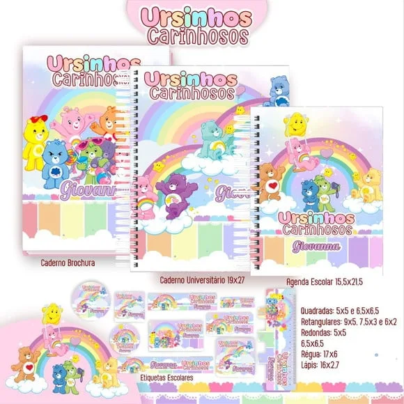 Caderno + Etiquetas + Tag Personalizada + Lápis