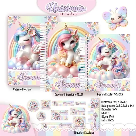 Caderno + Etiquetas + Tag Personalizada + Lápis