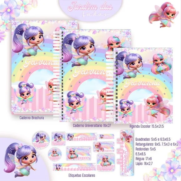 Caderno + Etiquetas + Tag Personalizada + Lápis