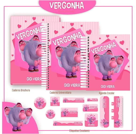 Caderno + Etiquetas + Tag Personalizada + Lápis