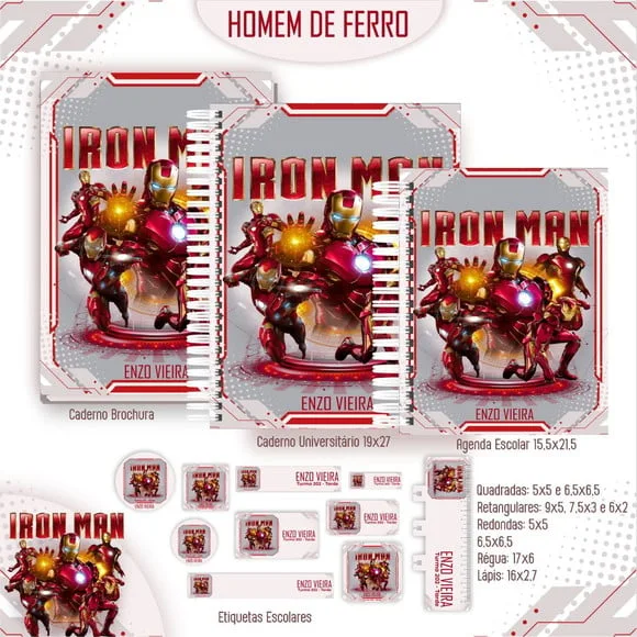 Caderno + Etiquetas + Tag Personalizada + Lápis