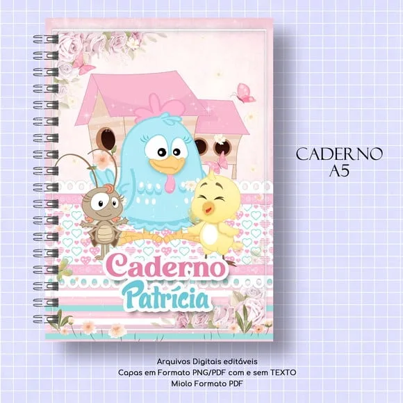 Caderno ou Agenda Personalizada Galinha Pintadinha