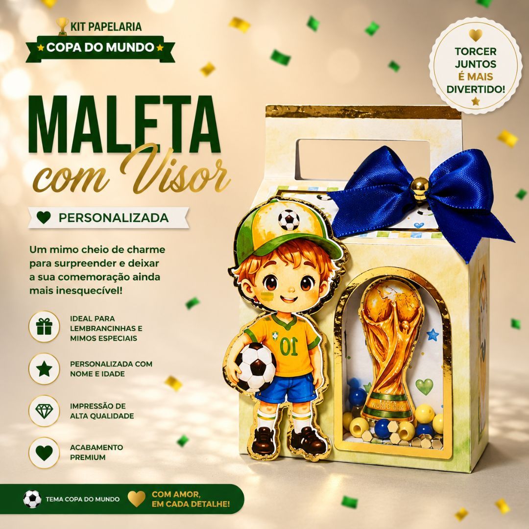 CAIXA MALETINHA SHAKER PERSONALIZADA - FUTEBOL