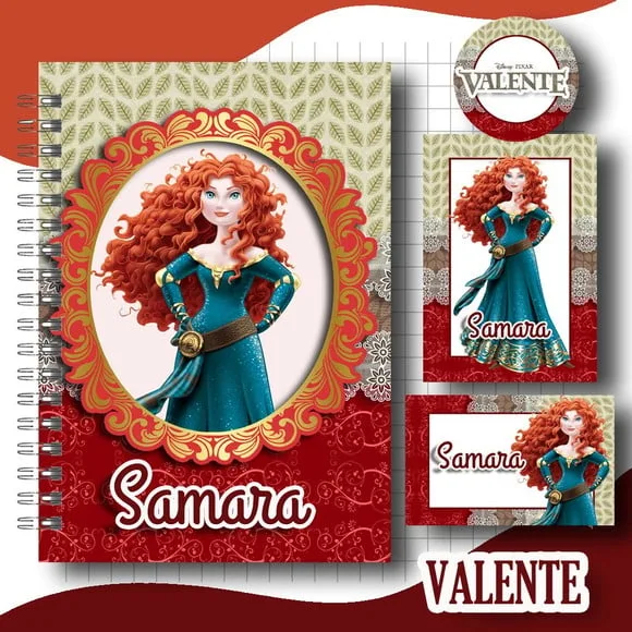Caderno + Etiquetas + Tag Personalizada + Lápis ( Valente )