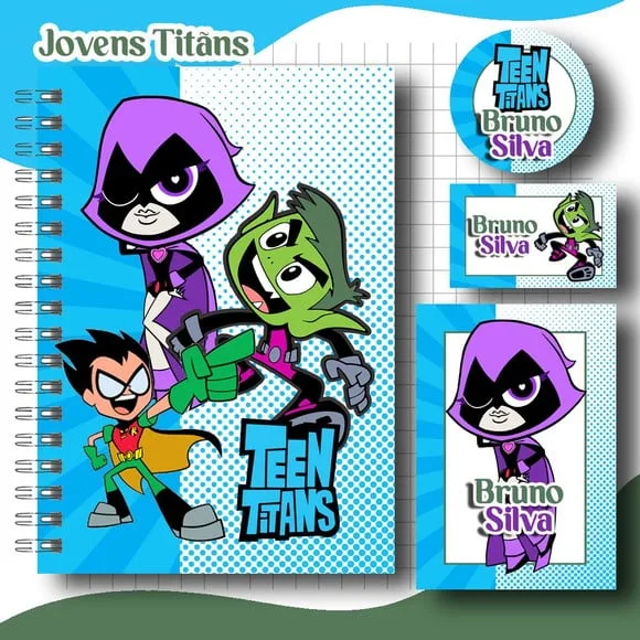 Caderno + Etiquetas + Tag Personalizada + Lápis ( Titãs)