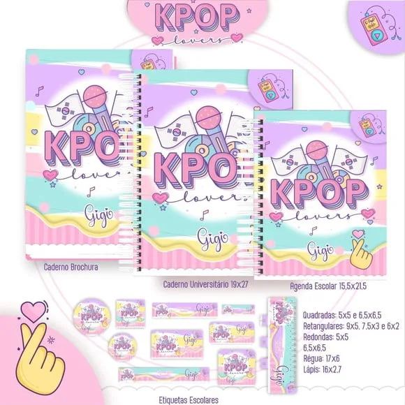Caderno + Etiquetas + Tag Personalizada + Lápis