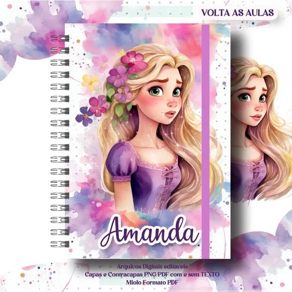 Caderno ou Agenda Personalizada Rapunzel