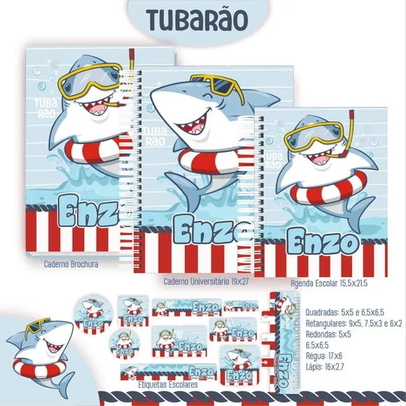Caderno + Etiquetas + Tag Personalizada + Lápis