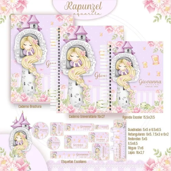 Caderno + Etiquetas + Tag Personalizada + Lápis