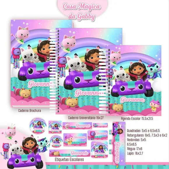 Caderno + Etiquetas + Tag Personalizada + Lápis