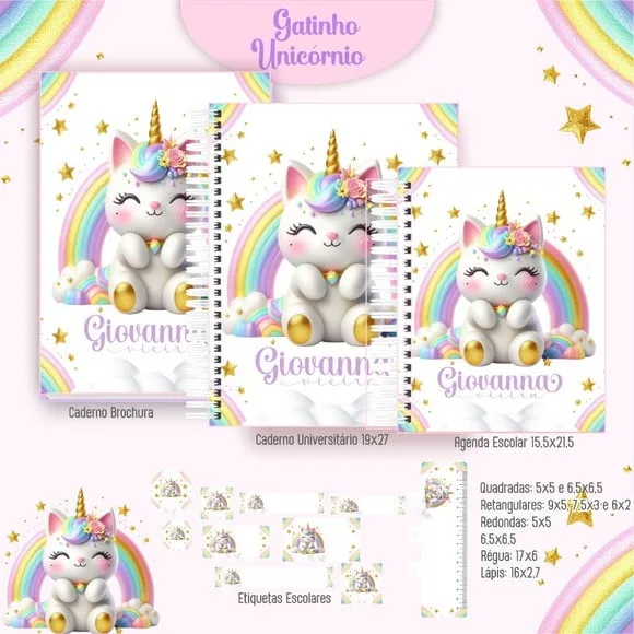 Caderno + Etiquetas + Tag Personalizada + Lápis