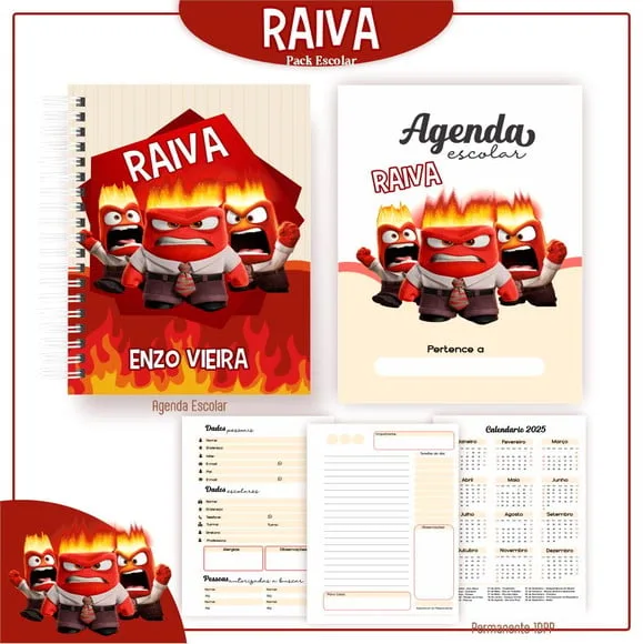 Caderno + Etiquetas + Tag Personalizada + Lápis