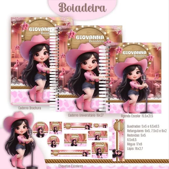 Caderno + Etiquetas + Tag Personalizada + Lápis