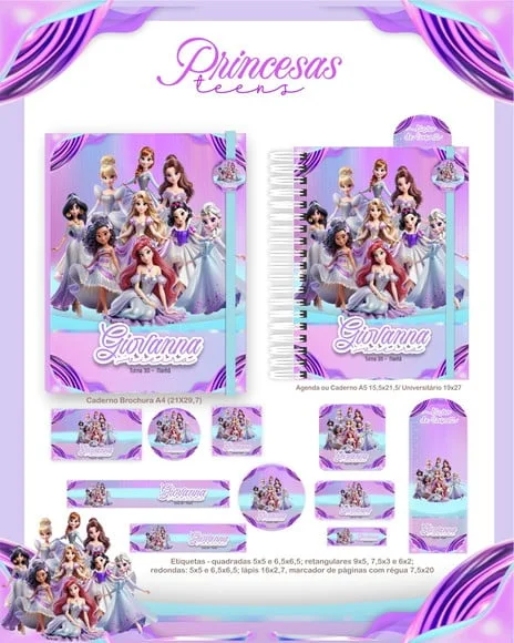 Caderno + Etiquetas + Tag Personalizada + Lápis
