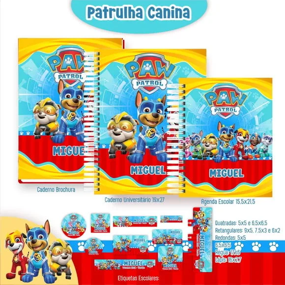 Caderno + Etiquetas + Tag Personalizada + Lápis