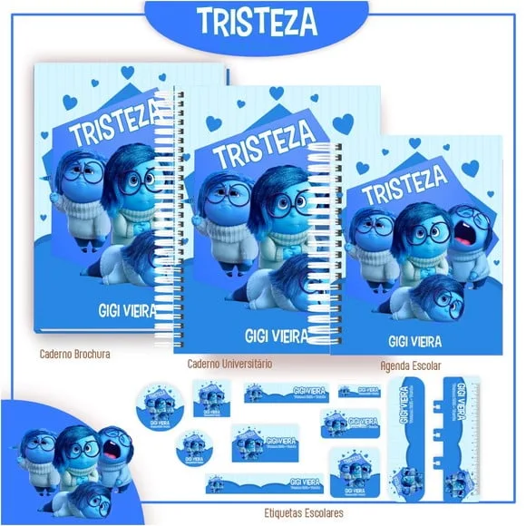 Caderno + Etiquetas + Tag Personalizada + Lápis