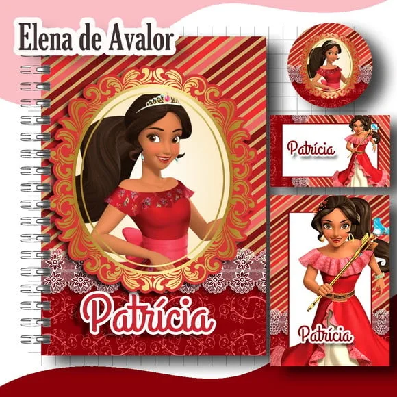 Caderno + Etiquetas + Tag Personalizada + Lápis ( Elena )