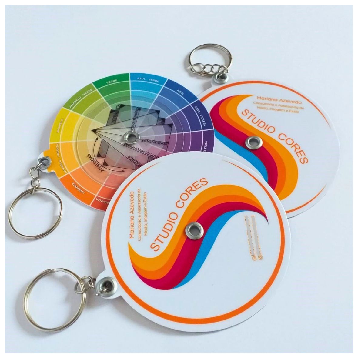 (p/ 100 Unid) - Círculos Cromático - Chaveiro - 8cm