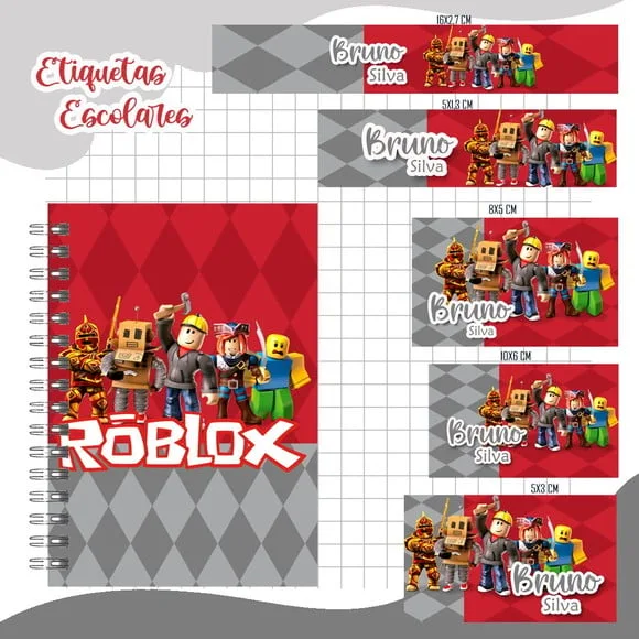 Caderno + Etiquetas + Tag Personalizada + Lápis ( Roblox )