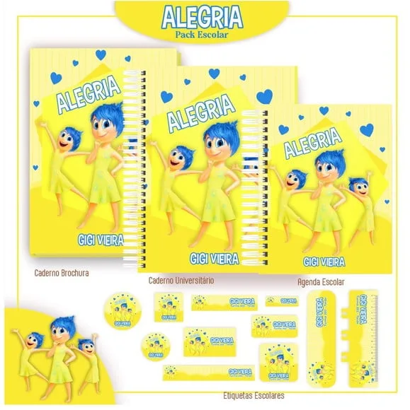 Caderno + Etiquetas + Tag Personalizada + Lápis