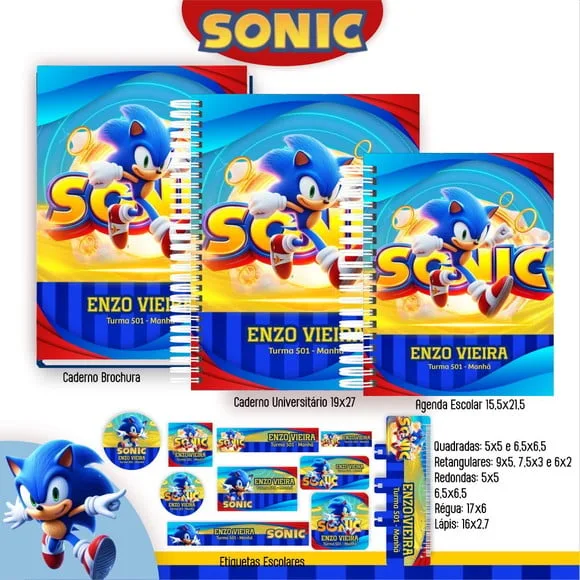 Caderno + Etiquetas + Tag Personalizada + Lápis