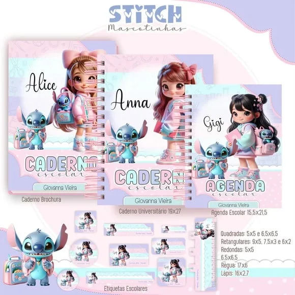 Caderno + Etiquetas + Tag Personalizada + Lápis
