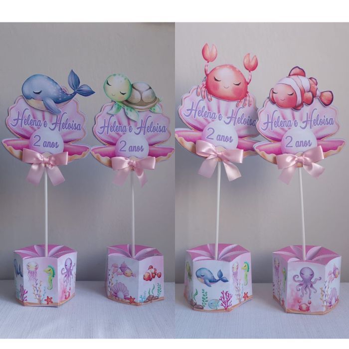 centro de mesa fundo do mar menina 