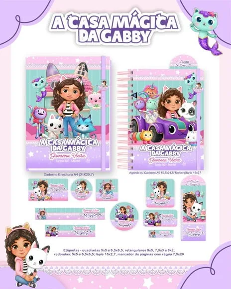 Caderno + Etiquetas + Tag Personalizada + Lápis