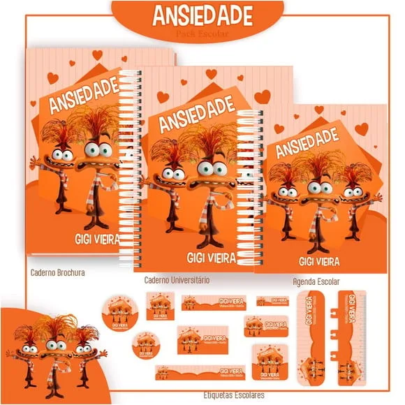 Caderno + Etiquetas + Tag Personalizada + Lápis