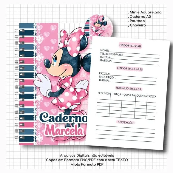 Caderno ou Agenda Personalizada Minnie