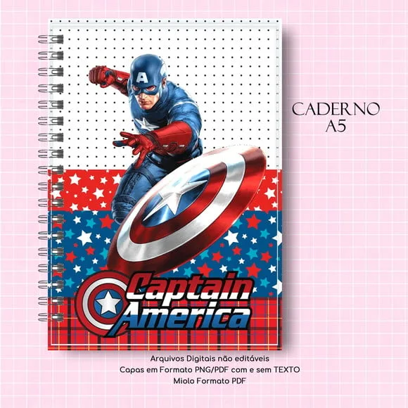 Caderno ou Agenda Personalizada Capitão América