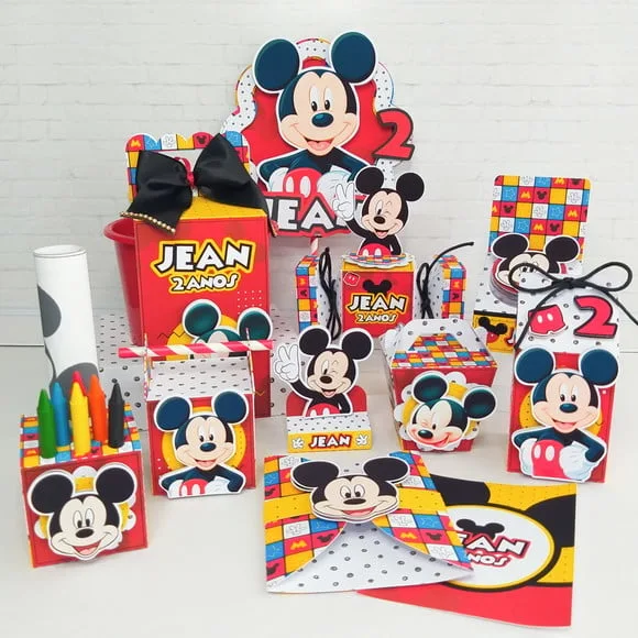 Kit 30 Lembrancinhas Mickey Quadriculado
