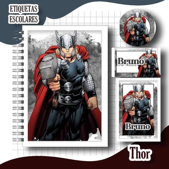 Caderno + Etiquetas + Tag Personalizada + Lápis ( Thor )