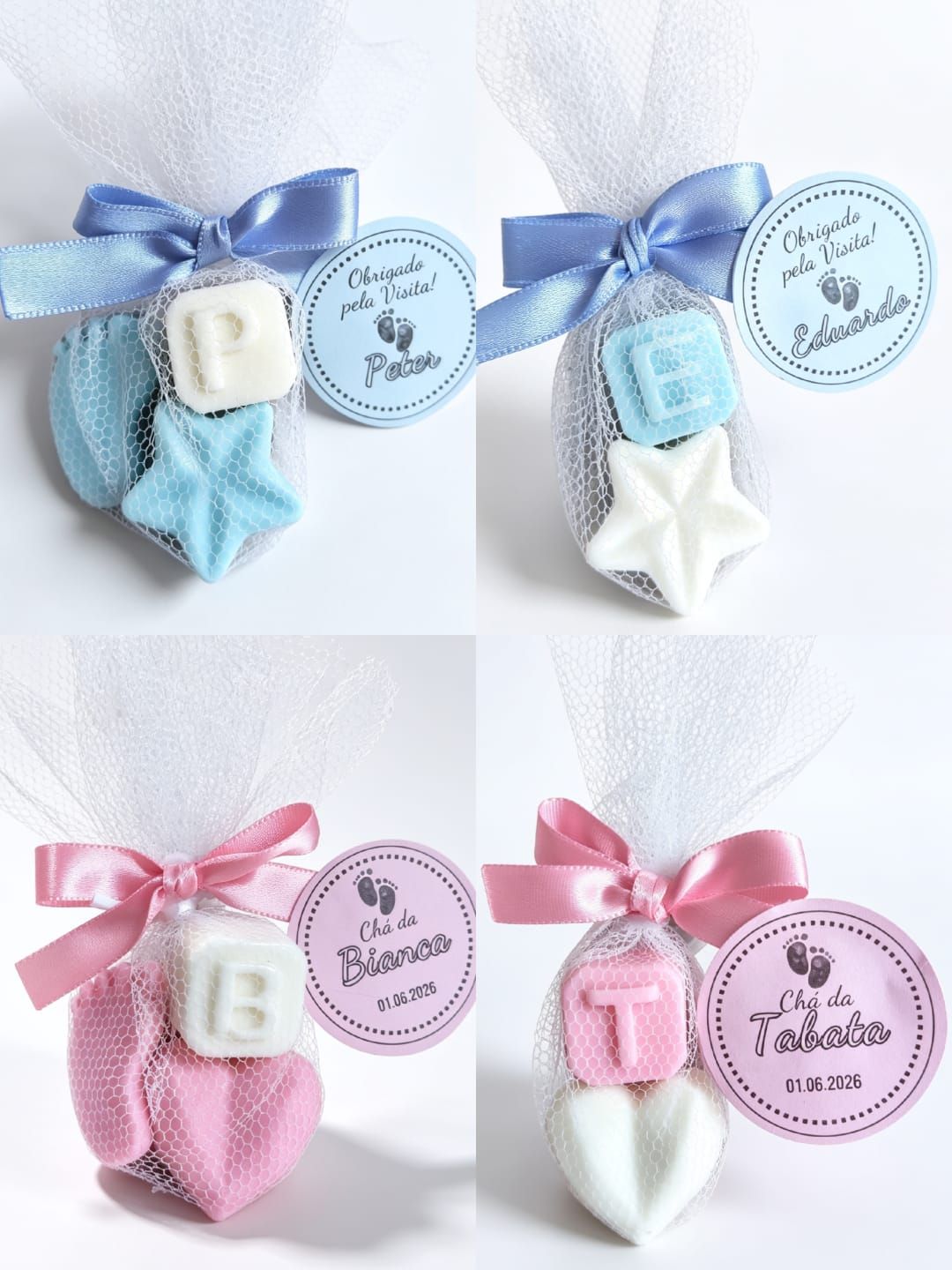 Lembrancinha Maternidade Mini Sabonetes Personalizados (2 ou 3 Elementos) - Empório Faveron
